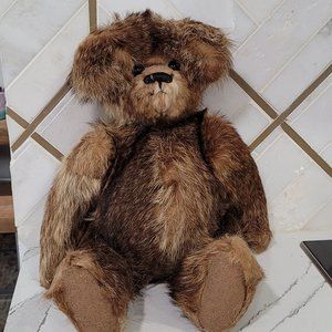 Very large vintage jointed Mohair teddy bear collectable decor only losing hair